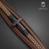 Braunes Lederarmband BROWN HEAVEN mit schwarzem Edelstahl-Kreuz und Magnetverschluss – Uniqal Herrenschmuck
